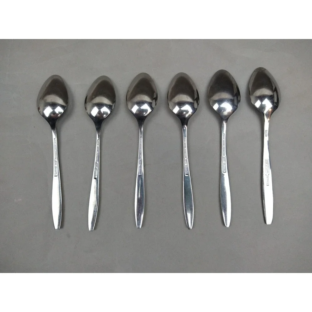 Vtg. Ekco Eterna Corsair Pattern‎ Stainless Steel Flatware 6 Teaspoons #5